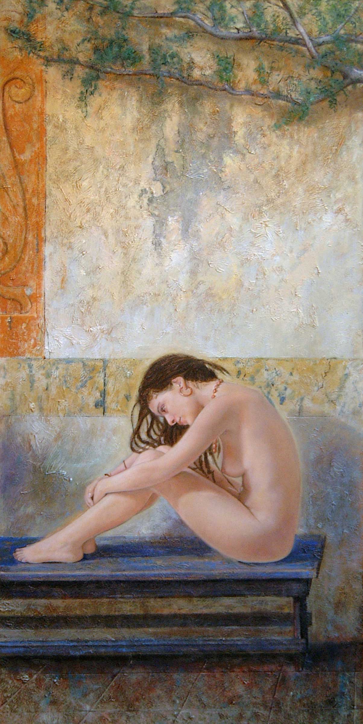 Desnudo con fondo de pared