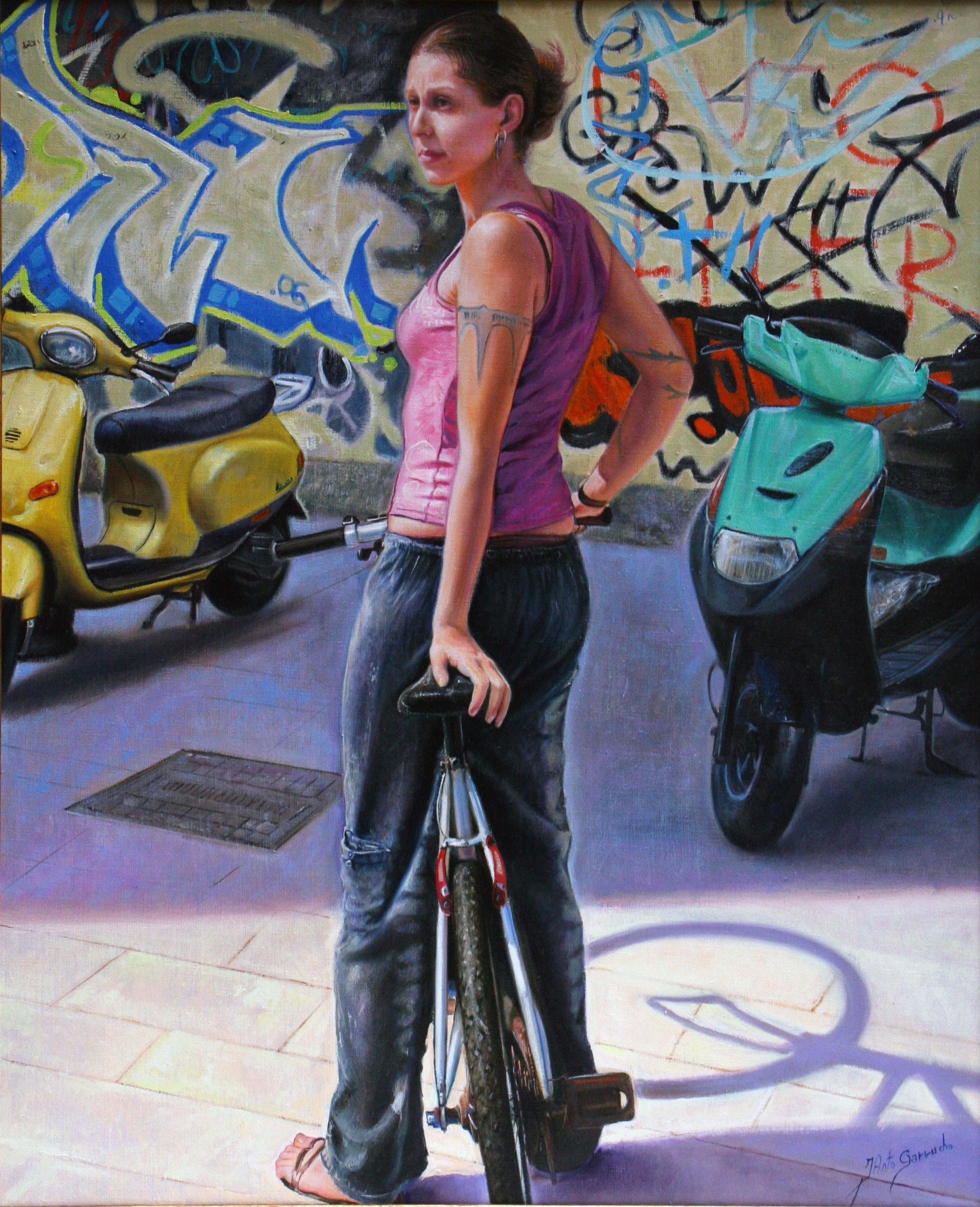 Krysti en bicicleta